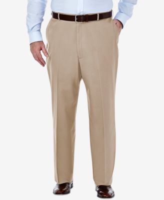 Men's Big & Tall Premium No Iron Khaki Classic Fit Flat Front Hidden Expandable Waistband Pants