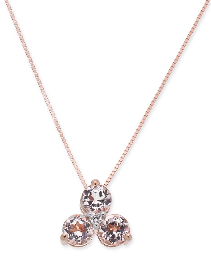 Macy s Morganite 3 4 ct. t.w. Diamond Accent Tri Stone Pendant