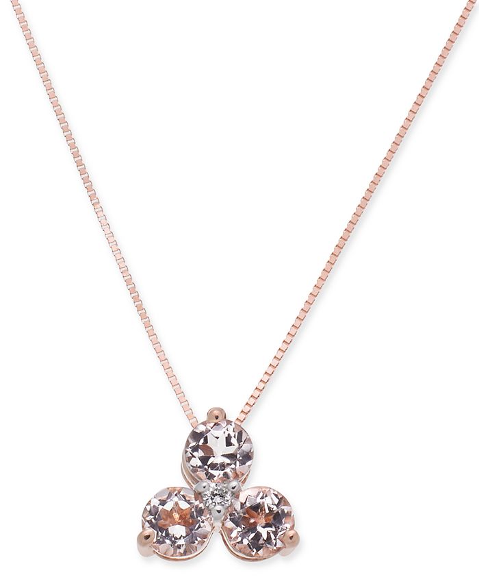 Macy's Morganite (3/4 ct. t.w.) & Diamond Accent Tri-Stone Pendant ...