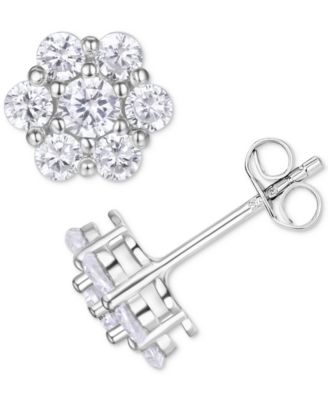 Macy's - Cubic Zirconia Flower Cluster Stud Earrings in Sterling Silver