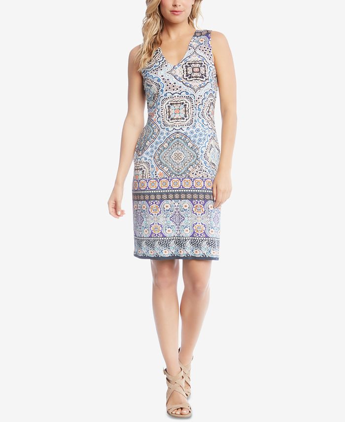 Karen Kane Women's V-Neck Sheath Dress – Mirage Print, Lined & Above-Knee Length