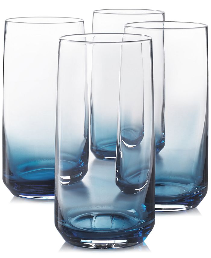 Hotel Collection Ombre Blue Highball Glasses Set /4