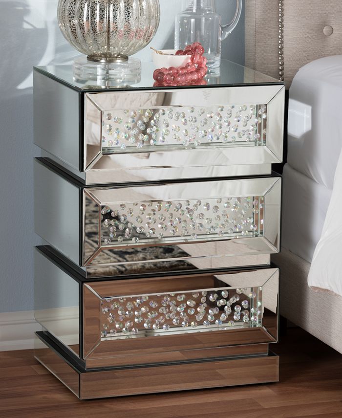 Furniture Sabrina Mirrored Nightstand Macy's