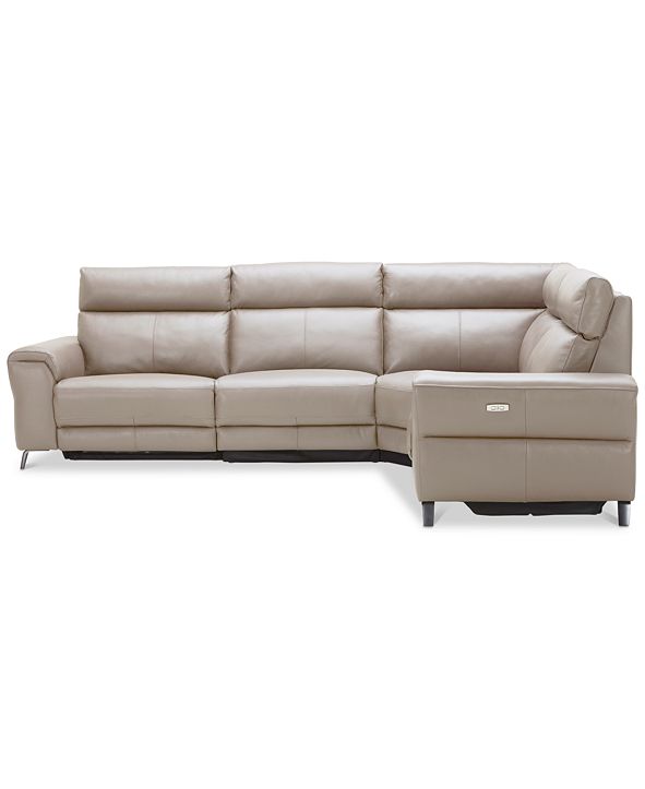 Furniture CLOSEOUT! Raymere 4Pc. Leather Sectional Sofa With 2 Power