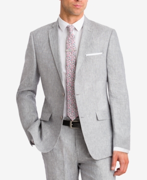 Bar Iii Men's Light Gray Chambray Slim-Fit Jacket Created for Macy's