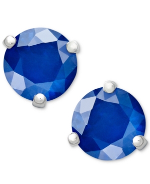 image of 14k White Gold Earrings, Sapphire Stud (1-1/10 ct. t.w.)