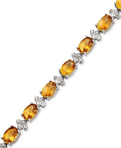 Semi-Precious Stone and Diamond Accent Tennis Bracelet Collection in ...