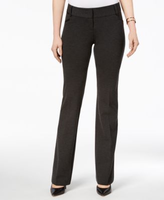 Alfani Faux-Leather-Trim Bootcut Pants, Created for Macy's - Macy's