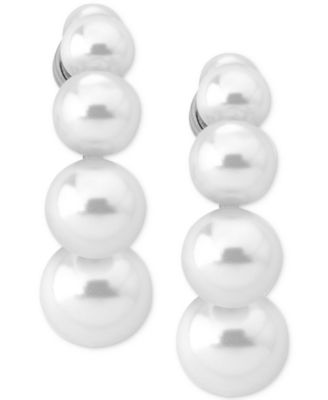 Majorica - Sterling Silver Graduated Imitation Pearl Drop Earrings