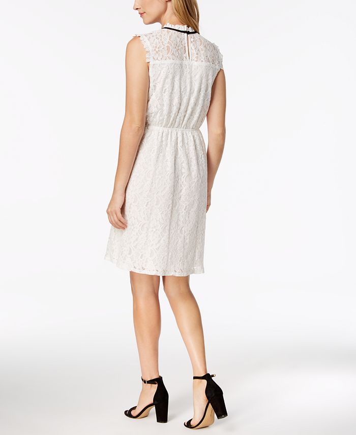 Monteau Petite Tie-Neck Lace Dress, Created for Macy's - Macy's