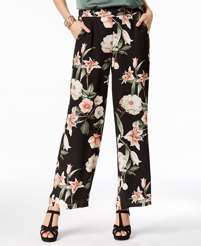 Thalia Sodi Printed Wide-Leg Soft Pants, Created for Macy's & Reviews ...