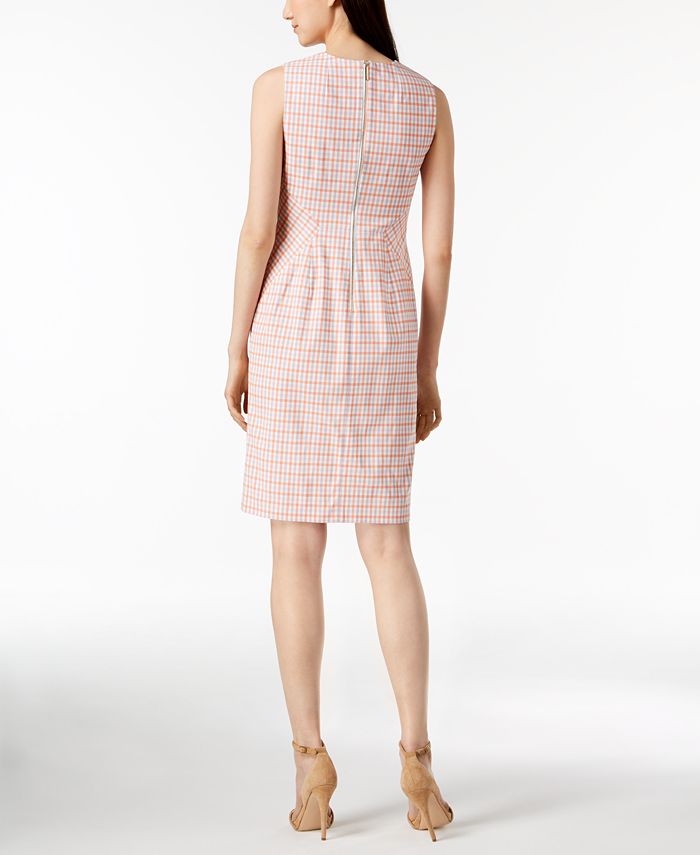 Calvin Klein Cotton Gingham-Print Sheath Dress - Macy's