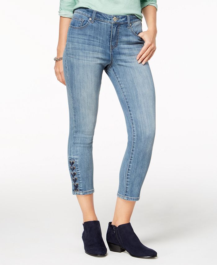 Style & Co Lace-Up Capri Jeans, Created for Macy's - Macy's
