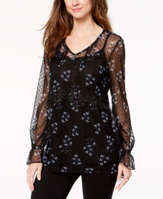 Style & Co Printed Swiss-Dot Blouse, Created for Macy's - Macy's