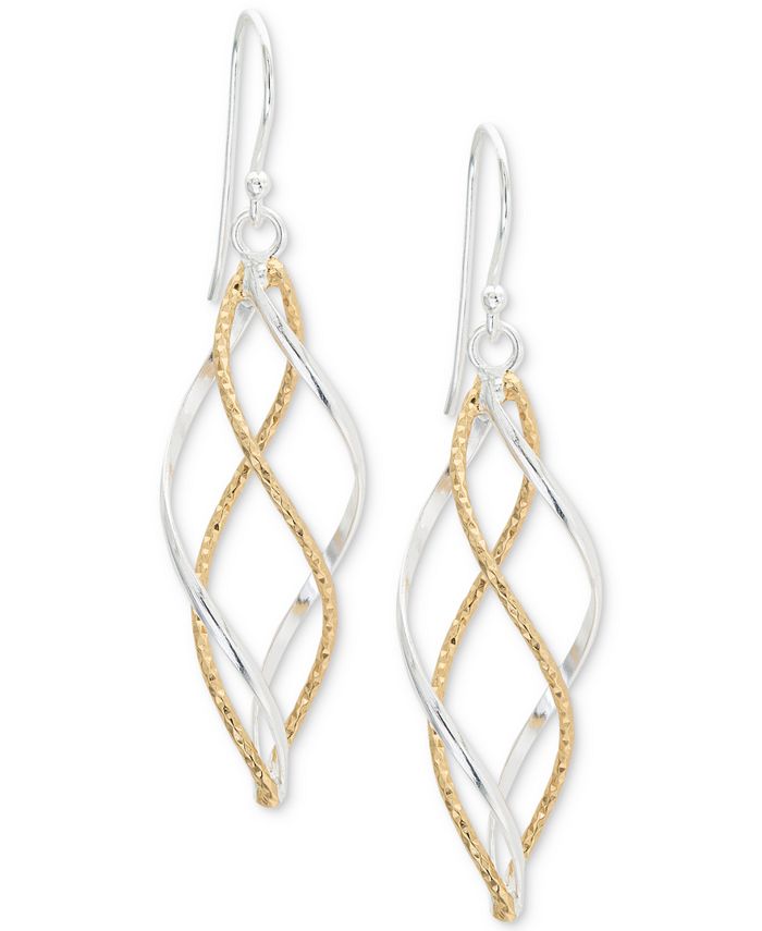 Giani Bernini - Twist Dangle Drop Earrings in Sterling Silver and 18k Gold-Plate