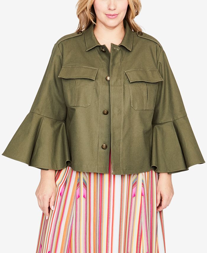 Rachel Roy Women's Trendy Plus Bomber Jacket Black Size 3X