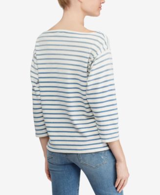 Polo Ralph Lauren Striped Boatneck Cotton Shirt - Macy's