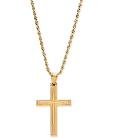 Engraved Cross 20" Pendant Necklace in 14k Gold