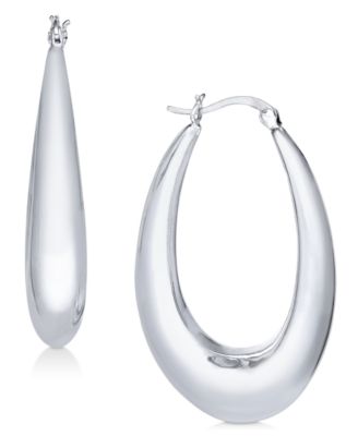 And Now This - Polished Graduated Puff Hoop Earrings in Sterling Silver