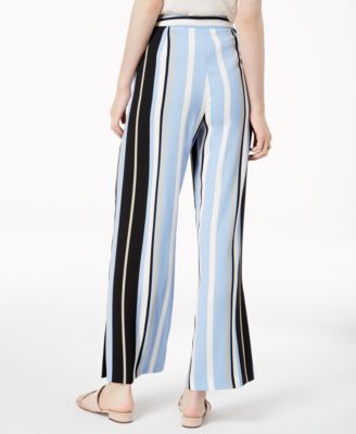 John Lewis ANYDAY Stripe Knit Wide Leg Trousers, Monochrome