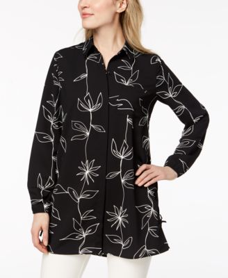 Alfani Women's Printed Side Tie Top GreenSize Petite L