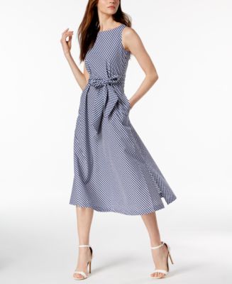 Anne Klein Plaid Sash-Tie Dress - Macy's