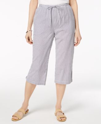 Karen Scott Cotton Seersucker Cropped Pants, Created for Macy's - Macy's