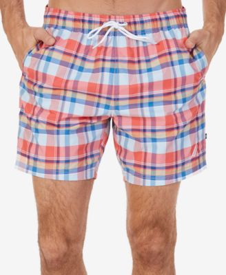 Nautica - Men's Coastal Beach Quick-Dry Madras Plaid Swim Trunks