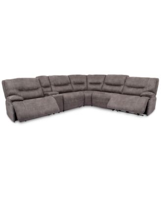Furniture - Felyx 6-Pc. Fabric Sectional Sectional Sofa With 2 Power Recliners, Power Headrests, Console And USB Power Outlet