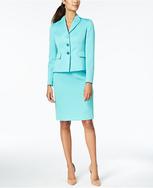 Le Suit Jacquard Three Button Skirt Suit And Reviews Wear To Work Women Macys 5123