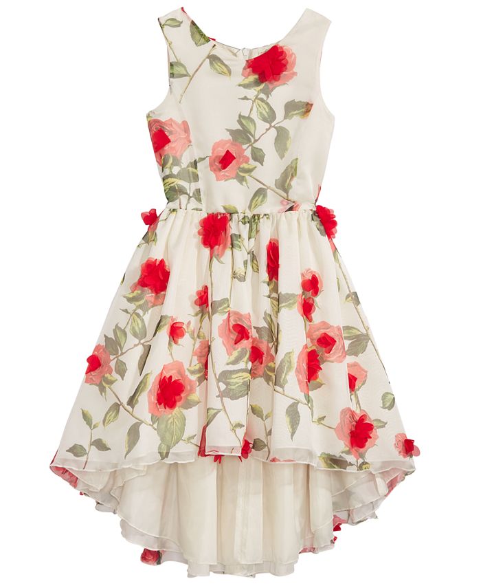 Nanette Lepore Rose Appliqué High-Low Hem Dress, Big Girls - Macy's