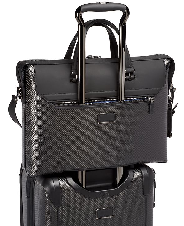 tumi gray briefcase