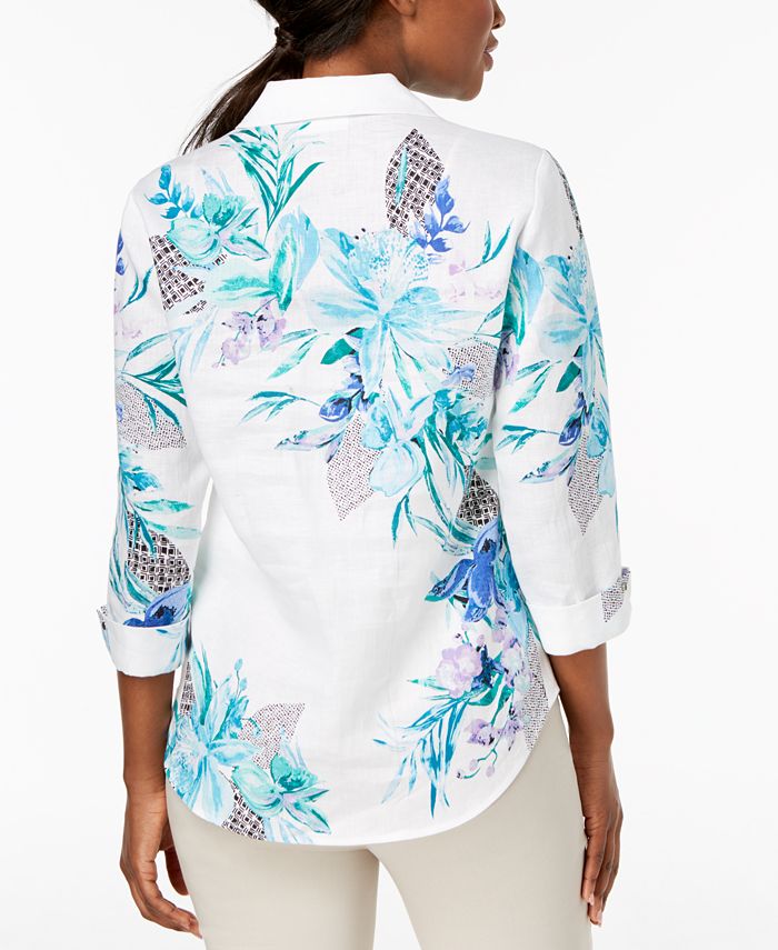 JM Collection Printed Linen Shirt, Created for Macy's Macy's