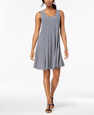 Style & Co Petite Striped A-Line Dress, Created for Macy's - Macy's