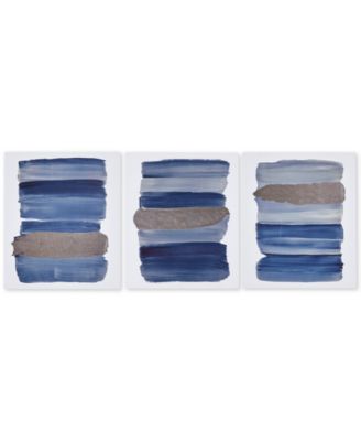 JLA Home - Urban Habitat Traveling Road Navy 3-Pc. Canvas Print Set with Silver Foil Embellishment