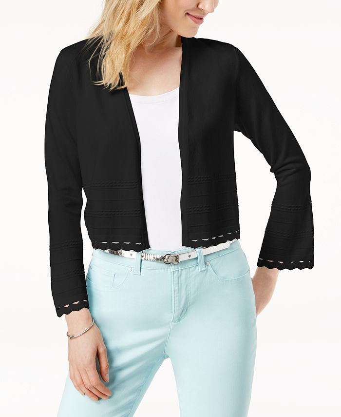 Charter Club Cropped Geo Cutout Cardigan main image 1