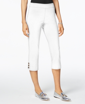 image of Jm Collection Pull-On Lattice-Inset Capri Pants, Created for Macy-s