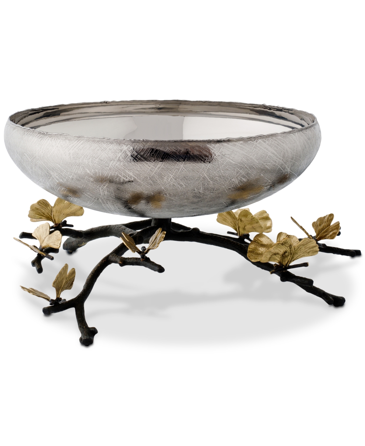 Butterfly Ginkgo Medium Footed Centerpiece Bowl - Silver