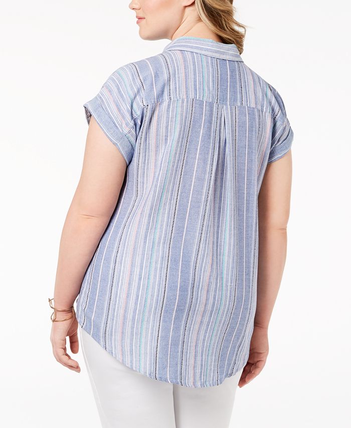 Style & Co Plus Size Cotton Marcella Striped Top Shirt, Created for ...