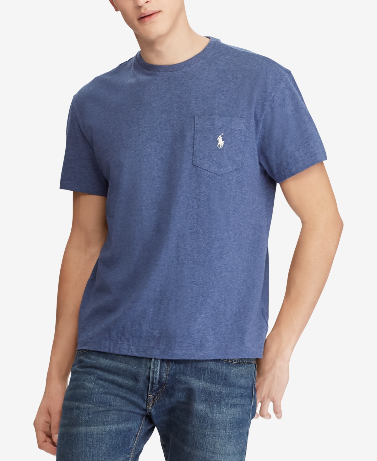 Polo Ralph Lauren Men's Classic Fit Crew Neck Pocket T-Shirt - Derby Blue Heather