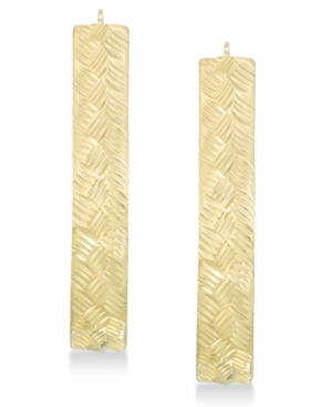 image of Signature Gold Diamond Accent Textured Pear-Shape Hoop Earrings in 14k Gold over Resin
