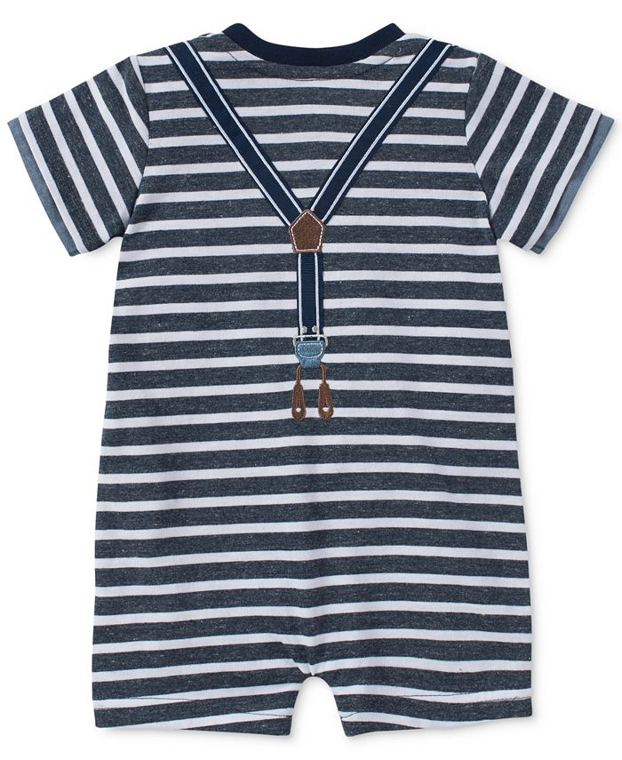 Calvin Klein Striped Suspender Romper, Baby Boys - Macy's