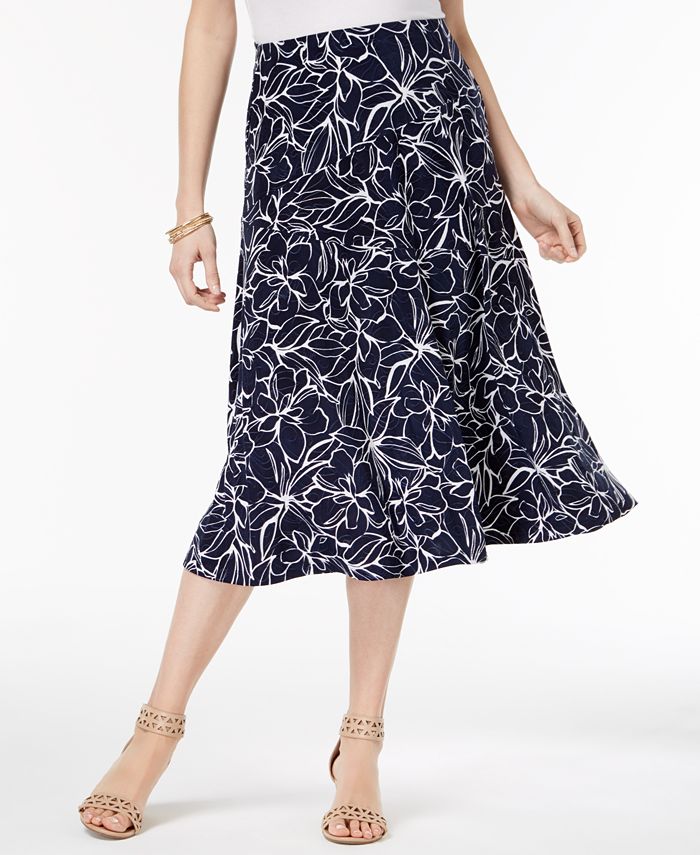 JM Collection Petite Printed Jacquard A-Line Skirt, Created for Macy's ...