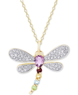 image of Multi-Gemstone (5/8 ct. t.w.) & Diamond Accent Dragonfly 18