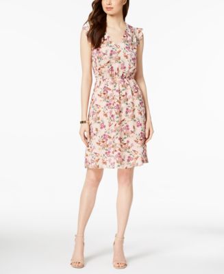 Monteau Petite Floral-Print Scalloped Dress, Created for Macy's - Macy's