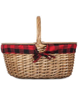 Country Red & Black Buffalo Plaid Picnic Basket