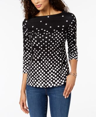 Charter Club Pima Cotton Button-Shoulder Print Top, Created
