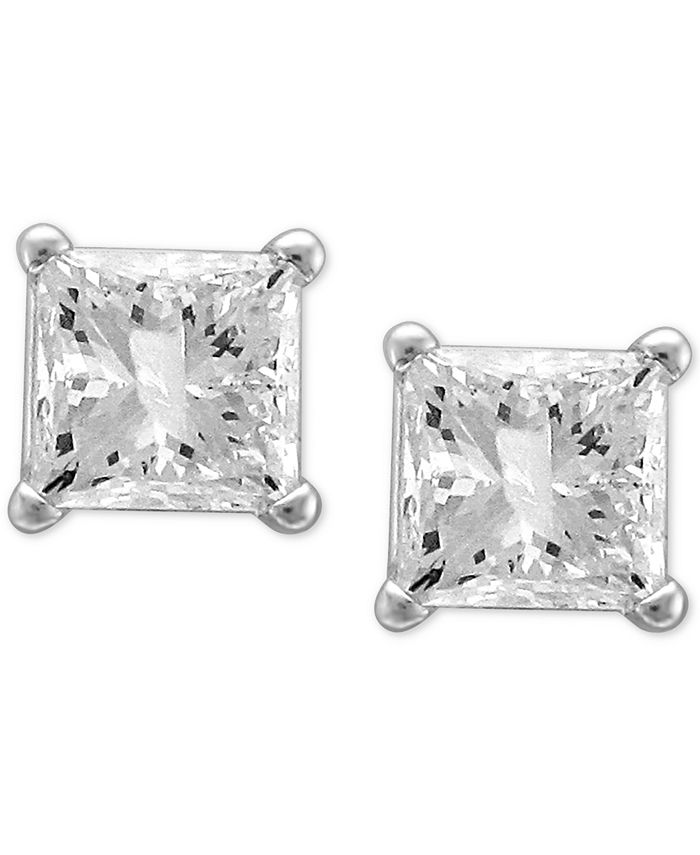 Macy's princess cut diamond earrings clearance