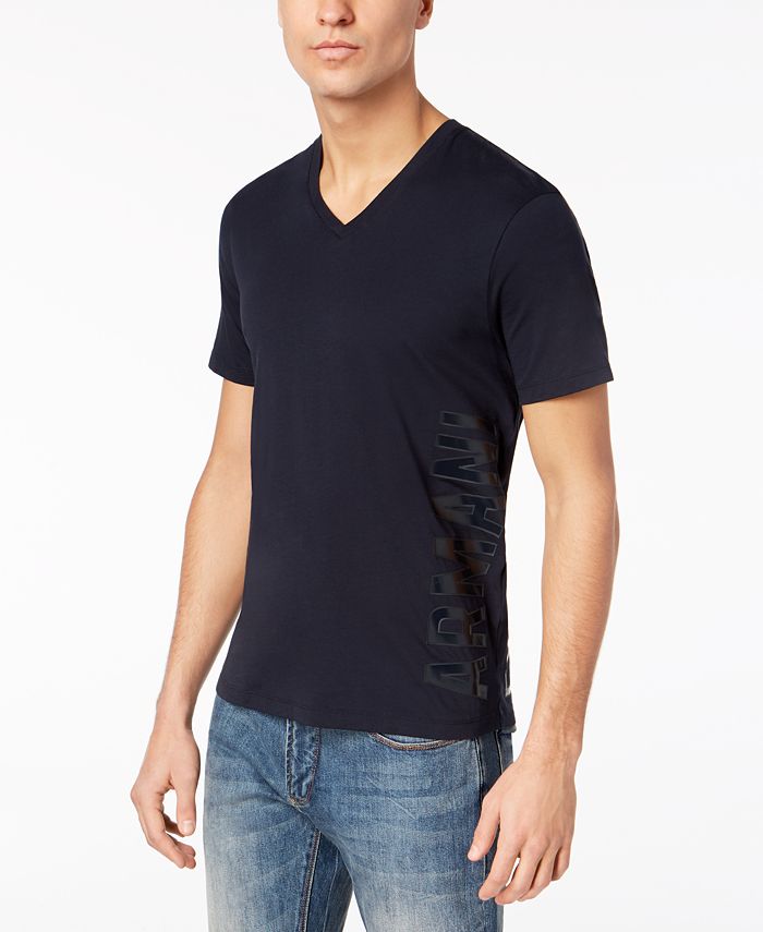 A|X Armani Exchange Men's V-Neck Vertical Logo T-Shirt - Macy's