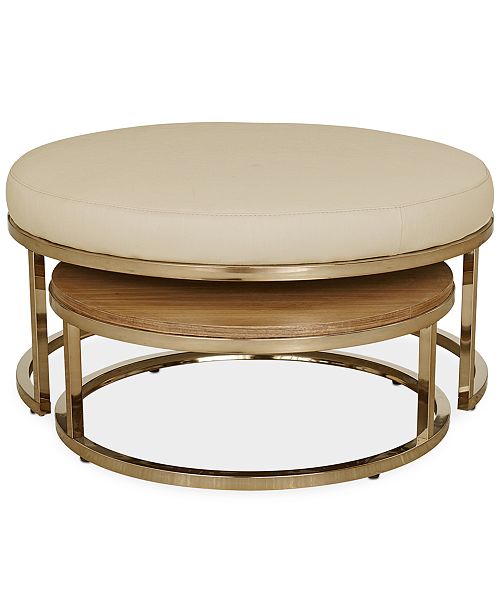 Furniture Jennova Upholstered Round Nesting Coffee Table ...